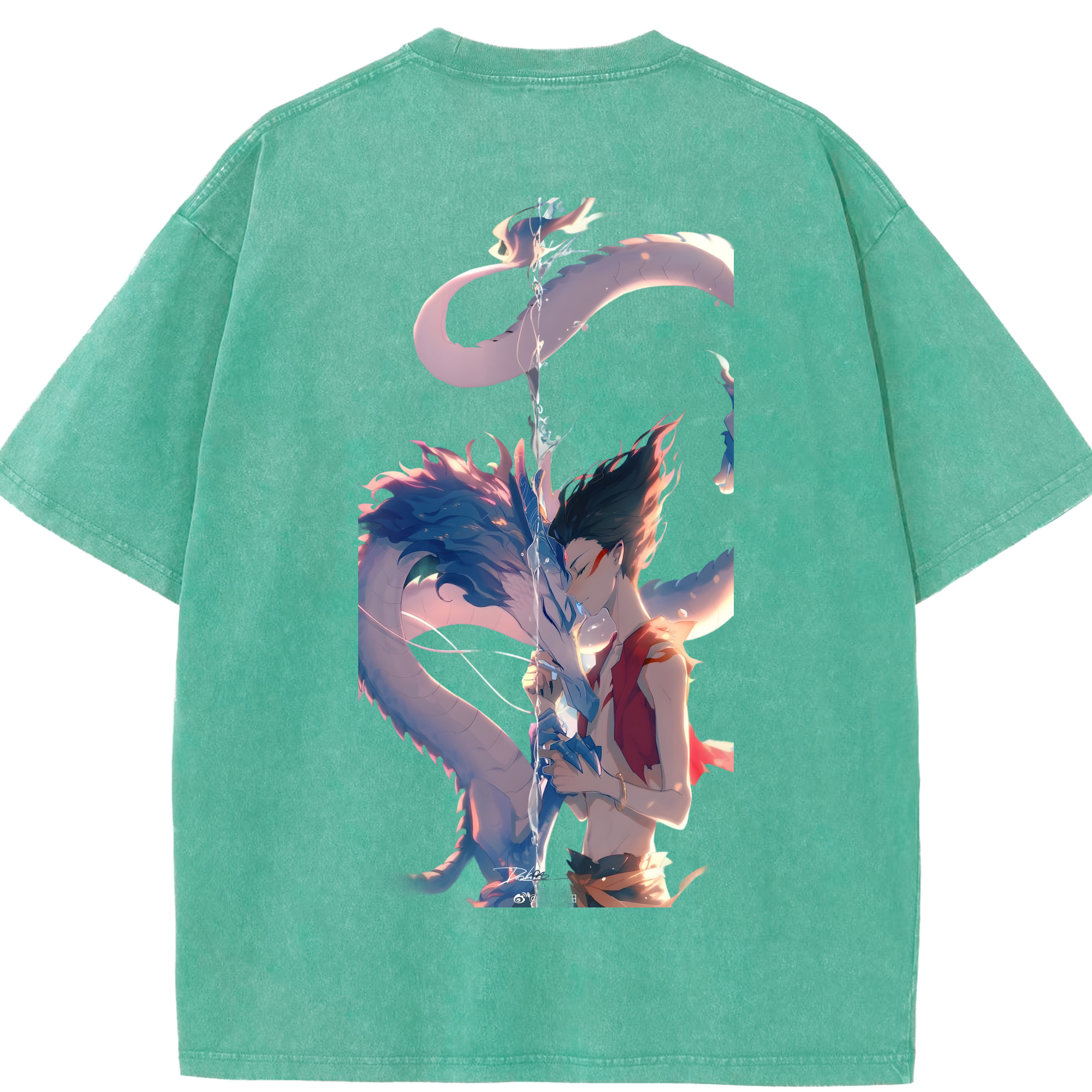 （画像用） Ne Zha 2 ナタ 魔童の大暴れ 綿100% ヴィンテージ風 半袖Tシャツ（背面プリント）